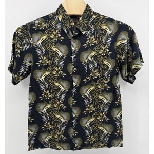 Red Macaw Hawaiian Shirt Men's Size L 100% Rayon Floral Tropical Beach Aloha